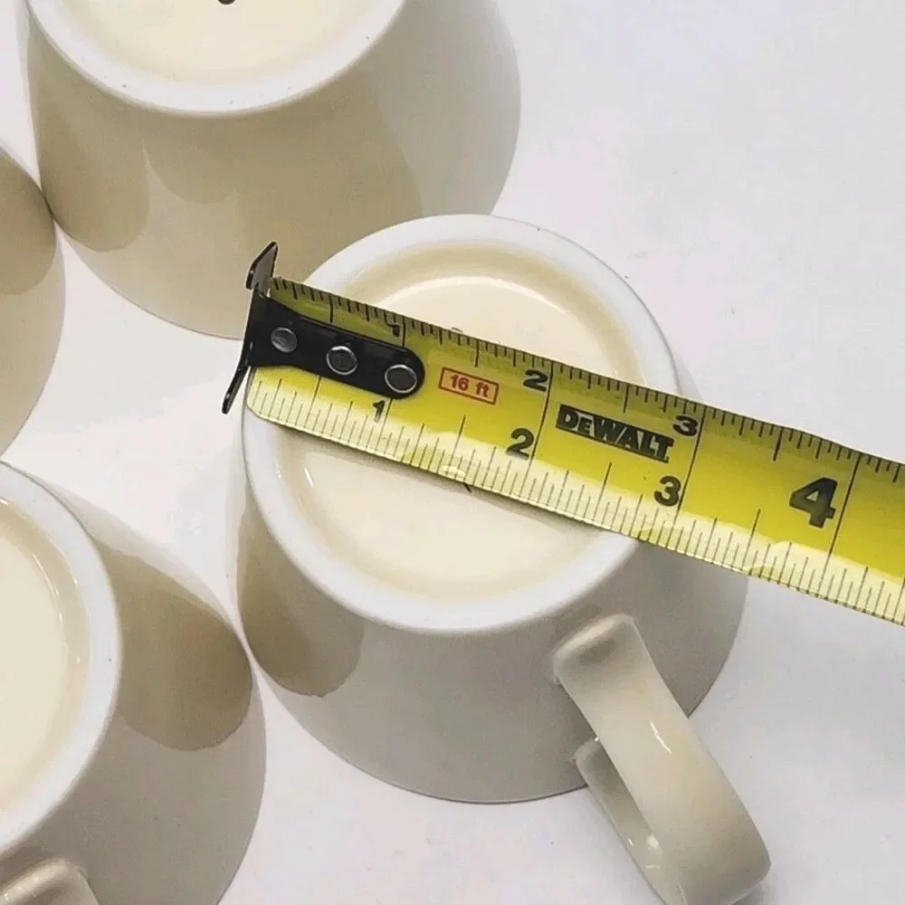 Crate & Barrel Coffee Mugs Set of 6 Ivory 3.25